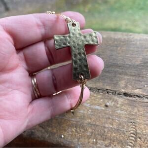 Artisan Braelet Gold hammered Cross Wrap Bangle